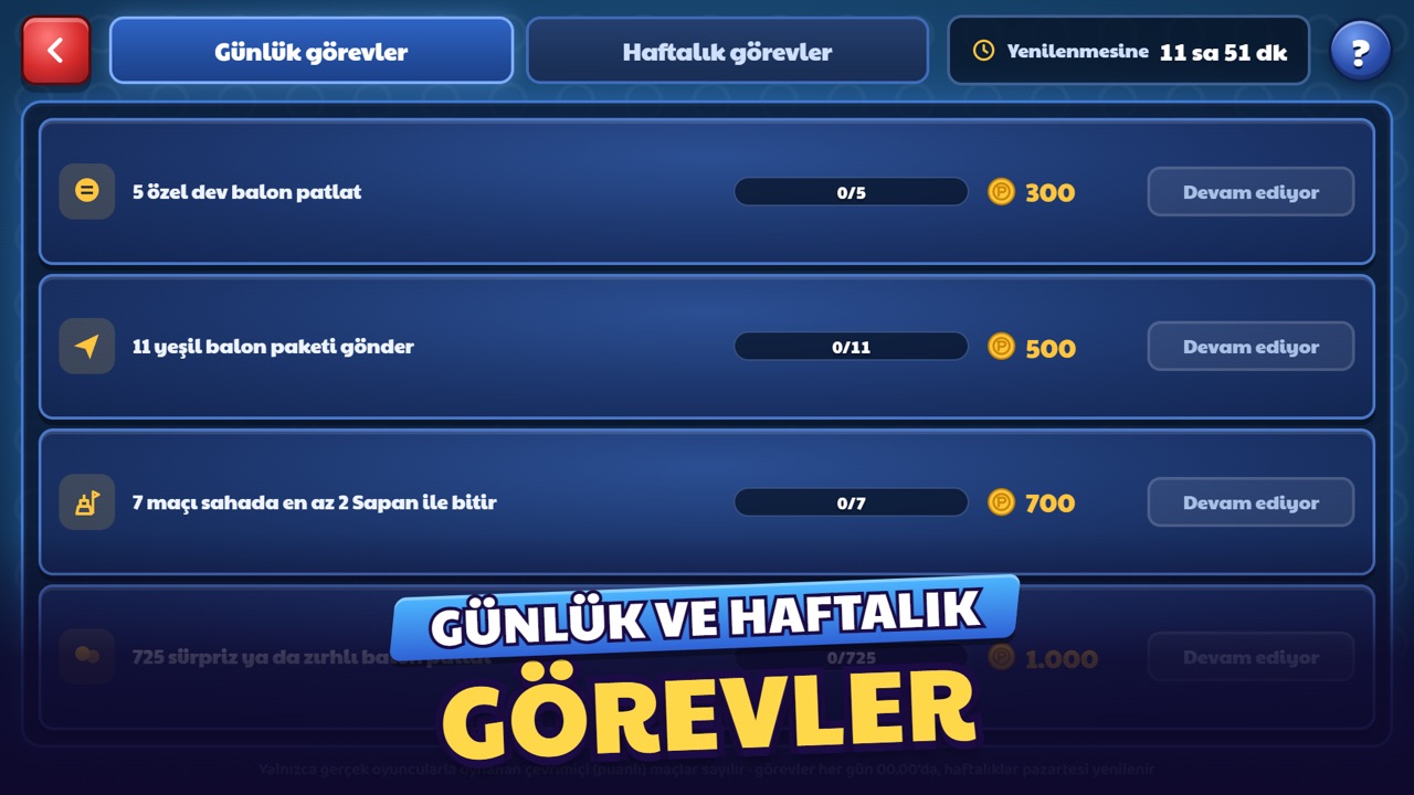 Günlük ve haftalık görevler